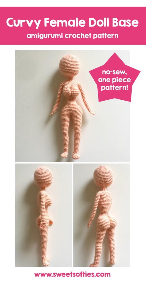 Doll Crochet Pattern, Crochet Doll Base, Amigurumi Doll Base, Crochet Doll Head Free Pattern, Crochet Realistic Doll, Amigurumi Doll Free Pattern, How To Crochet A Doll Body Free Pattern, Crochet Human Doll, Doll Base Crochet Pattern Free