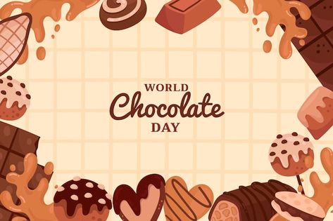 Free vector flat world chocolate day bac... | Free Vector #Freepik #freevector #chocolate-day #cocoa-background #chocolate-background #chocolate-design Cocoa Background, Background Chocolate, Chocolate Vector, Fundraising Poster, Chocolate Background, World Chocolate Day, Flat World, Chocolate Day, Day Background