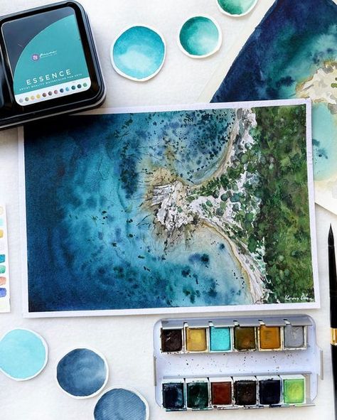 What To Paint, Watercolor Scenery, Art Philosophy, Feel Stuck, Watercolor Ocean, Sea Theme, Watercolor Art Lessons, Ocean Painting, Painting Process