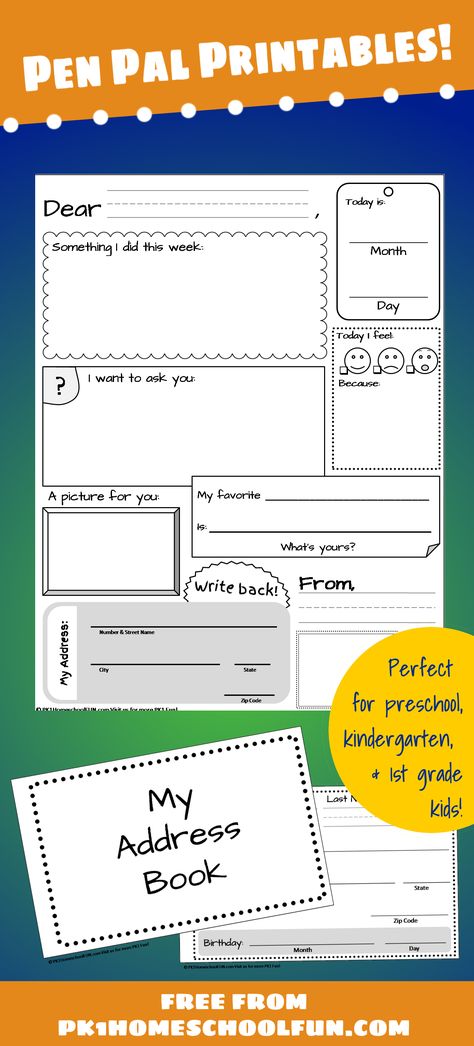 Download free pen pal printables that encourage kids to love writing with creative prompts. Pen Pal Printables, Penpal Printables, Pen Pal Kit, Letters Ideas, Letter Writing Template, Snail Mail Pen Pals, Creative Prompts, Free Homeschool Curriculum, Write Letters