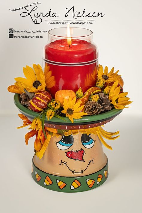 Clay Pot People SCARECROW, Terra Cotta Candle Holder, Pot People, FALL DECOR, Candle Decor - Etsy Scarecrow Terra Cotta Pot Crafts, Thanksgiving Terra Cotta Pot Crafts, Terra Cotta Crafts Diy, Scarecrow Clay Pots, Terra Cotta Pot Crafts Diy Garden Ideas, Terracotta Pot Craft Ideas, Terra Pot Crafts, Indian Clay Pots, Halloween Clay Pots Ideas