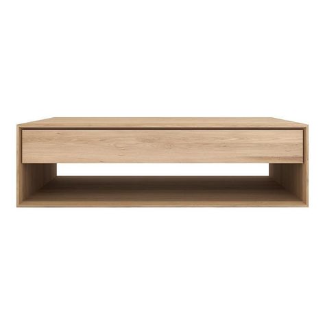 Lark Natural Oak Cut Out 1 Drawer Coffee Table Nordic Coffee Table, Floating Drawer, Solid Oak Furniture, Oak Coffee Table, Abc Carpet, Rectangular Coffee Table, Functional Furniture, Oak Furniture, Ferm Living