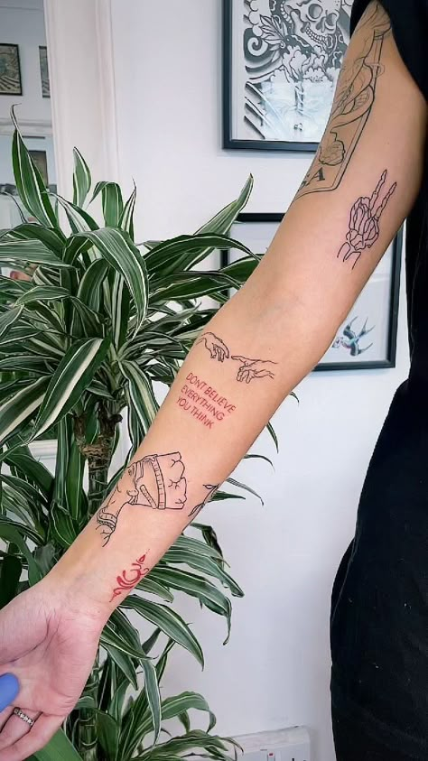 georgeg.tattoo on Instagram: Sticker sleeve today. Appreciate people travelling for there tattoos ❤️ #tattoo #tattooideas #stickersleeve #smalltattoo… Sticker Sleeve Tattoo Ideas, Sticker Sleeve Tattoo, Sticker Sleeve, Instagram Sticker, Sleeve Tattoo Ideas, Best Tattoos For Women, Red Ink Tattoos, Hand Tattoos For Women, Red Tattoos