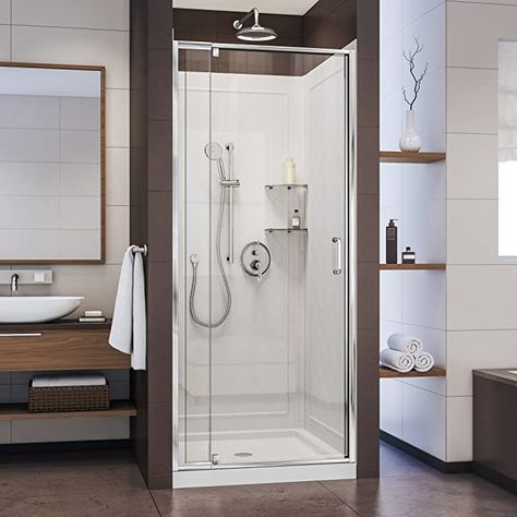 Single Shower Stall Ideas, Gym Bathrooms, Dreamline Shower, Semi Frameless Shower Doors, Pivot Shower Door, Framed Shower Door, Shower Stalls, Frameless Shower Enclosures, Tub Doors