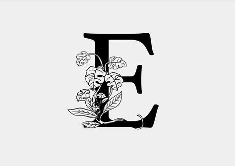 Floral Monogram Letter E combines with wild flowers. E Monogram, Floral Monogram Letter, Open Roads, Flower Press, Incredible Art, Aesthetic Letters, Dtf Printer, Iphone App Layout, App Layout