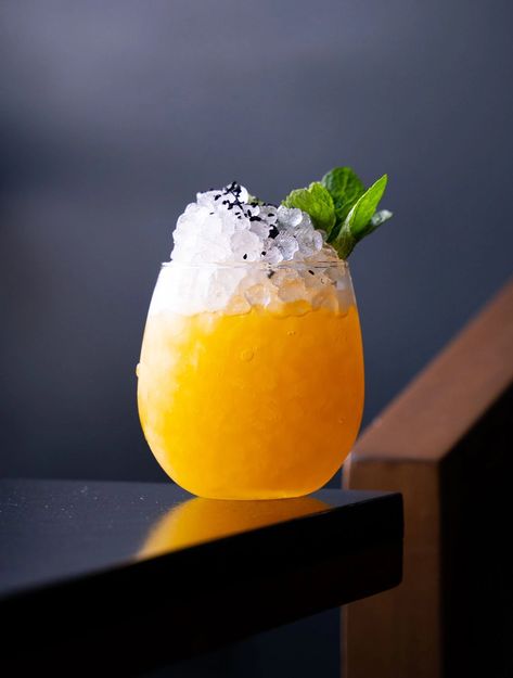 Tropical Tequila Cocktail: Horse With No Name - Imbibe Magazine Fancy Cocktails Recipes, Passion Fruit Syrup, Tequila Cocktail, Cocktail Photos, Tiki Drinks, Fancy Cocktails, Reposado Tequila, Rum Cocktail, Fruit Puree