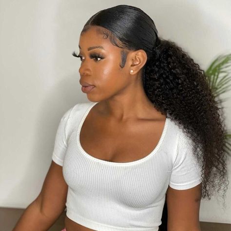 Human Hair Ponytail Extensions, Curly Drawstring Ponytail, Isee Hair, Ponytail Wrap, Weave Ponytail, Extension Hair, Black Ponytail Hairstyles, 100 Human Hair Extensions, Curly Ponytail