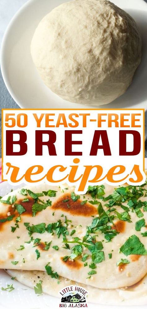 Here’s a fabulous collection of Yeast Free Bread Recipes to get you through times when you find out you don’t have yeast. Or worse, can’t EAT yeast. Of course, it won’t be classic french bread or a Cottage Loaf but it will be bread. You can make do with a yeast-free bread if you just put your mind to it! | @LttlHouseBigAK #yeastfreebread #yeastfreebaking #yeastfreebreadbaking #bakingtutorials #breadbaking #gbbo Yeast Free Bread Recipes, Yeast Naan Bread, Make Bread Without Yeast, Yeast Free Bread, Gluten Free Buttermilk Biscuits, Cottage Loaf, Honey Beer Bread, No Yeast Cinnamon Rolls, Southern Cornbread Recipe