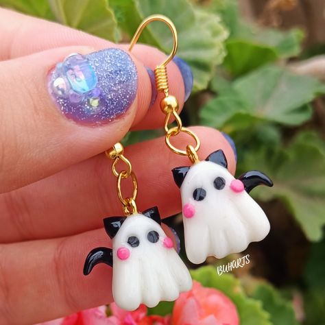 Halloween Earrings Polymer Clay, Halloween Pasta, Cute Clay, Easy Diy Art, Pasta Flexible, Halloween Earrings, Fall Jewelry, Cold Porcelain, Clay Projects