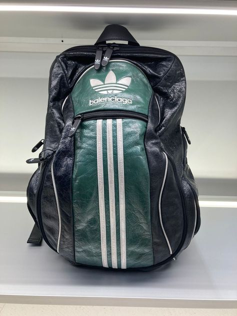 💥LIMITED💥Balenciaga X Adidas Stripes Leather Backpack Balenciaga X Adidas, Adidas Bag, Adidas Bags, Youtube Logo, Balenciaga Mens, Men's Accessories, Accessories Shop, Adidas Men, Luggage Bags