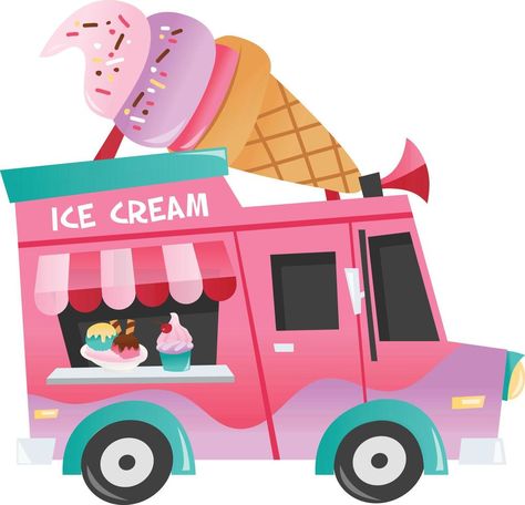 Ice Cream Birthday Party Invitations, Ice Cream Car, Cartoon Ice Cream, Ice Cream Cartoon, Ice Cream Illustration, Ice Cream Art, Barbie Fairytopia, Ice Cream Birthday Party, Ice Cream Theme