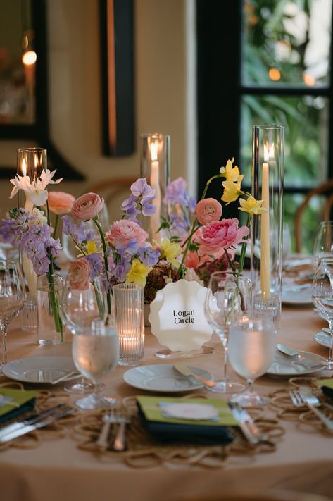 Acrylic table names, letterpress menus, hand calligraphy place cards, and gorgeous florals for this Palm Beach wedding.  Planner - @ ginamarieevents Venue - @ thebraziliancourt | @ cafebouludpb Photography - @ dmargerite Videography - @ neuenfilms Floral - @ luceloflor Stationery - @ we.are.volk Beauty - @ facetimebeauty Bar Cart - @ boozie_bluebell Rentals - @ islandpartyrentals | @ unearthedrentals Linen - @ bbjlatavola Cake/Desserts - @ earthandsugar Flower Bar Ideas, Wedding Place Card Ideas, Wedding Table Name Cards, Calligraphy Place Cards, Bright Wedding Flowers, Hand Calligraphy, Wedding Reception Flowers, Wedding Tablescape, Palm Beach Wedding