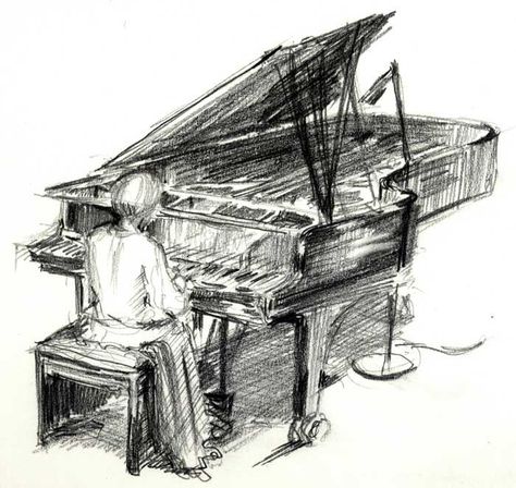 Piano Pictures, Grafic Art, Pencil Drawing Images, Abstract Sketches, Piano Art, Pen Art Drawings, Art Album, Grand Piano, Art Drawings Sketches Creative