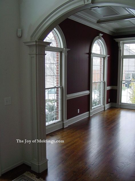 How to Build ARCHWAY-101 For c. $594.26 - The Joy of Moldings Trimmed Archway, Archway Molding, Base Shoe Molding, Arch Molding, Upstairs Landing, Lumber Yard, Flexible Molding, Red Living, Moulding Profiles