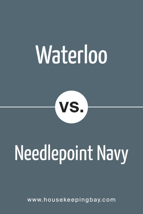 Waterloo SW 9141 by Sherwin Williams vs Needlepoint Navy SW 0032 by Sherwin Williams Needlepoint Navy, Looking At The Sky, The Deep Ocean, Classic Vibe, Blue Paint Colors, Look At The Sky, Deep Ocean, In The Deep, Sun Goes Down