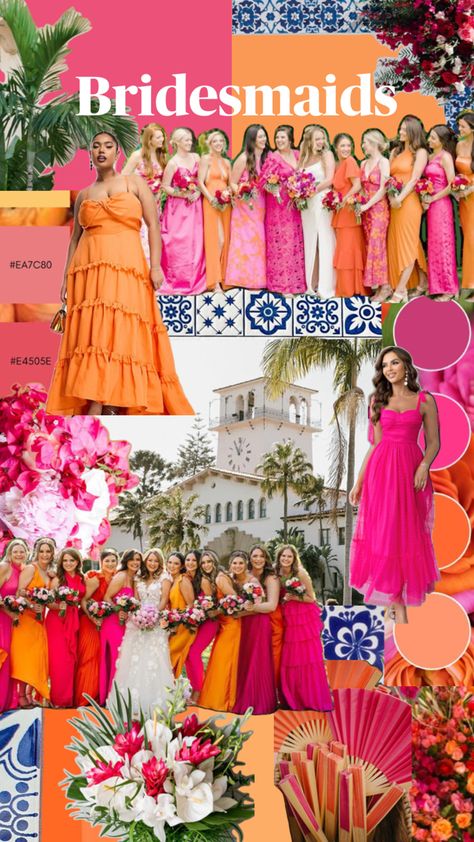 Filipiniana Wedding Theme, Wedding Color Palette Ideas, Bright Floral Dress, Bright Wedding Colors, Young Wedding, Summer Bridesmaid Dresses, Color Palette Ideas, Bridesmaid Colors, Cancun Wedding