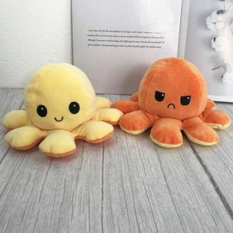 Reversible Octopus, Octopus Plush, Stuffed Animals, Octopus, Orange, Animals