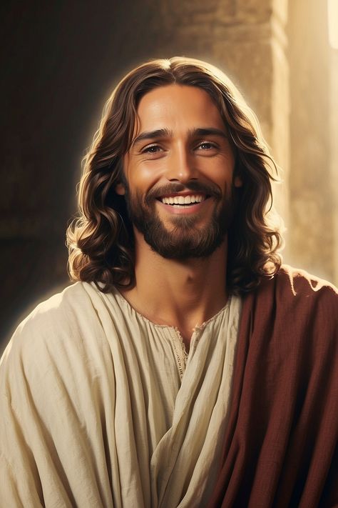 Leonardo Diffusion XL Jesus smiling 2 Jesus Pics, Jesus Laughing, Jesus Smiling, Jesus Christ Face, Jesus Hand, Jesus Christ Portrait, Jesus Background, Christ Painting, Jesus Portrait