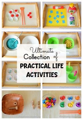 Ultimate collection of practical life activities for toddlers and preschoolers. #montessori #preschool #practicallfeskills #finemotorskills #activities #kidsactivities #homeschool #homeeducation Finemotorskills Activities, Practical Life Activities For Toddlers, Montessori Trays, Montessori Activities Preschool, Life Activities, Diy Montessori, Practical Life Activities, Montessori Lessons, Montessori Diy