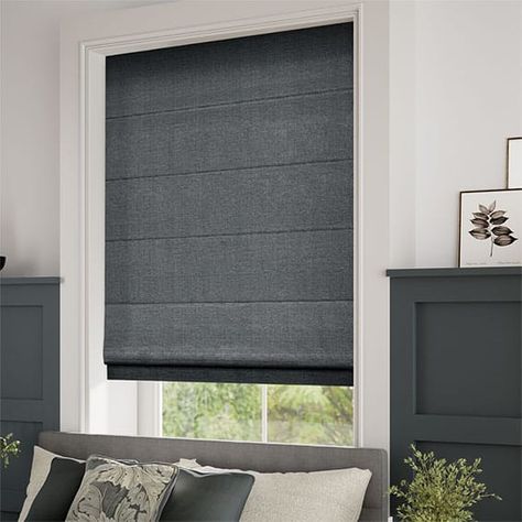 The Harrow Flint roman blind feels smart in its appearance, with a smooth surface and cool grey tone. The fabric is not short of interest though, with the subtlest of grains throughout.    This tone is a cosy one too, with undertones of blue and a shade that's neither overly dark nor light. It's perfect for a trendy loft space or modern pad. Teal Roman Blinds, Grey Roman Blinds, Monochromatic Interior, Garden Windows, Roman Blind, Window Dressings, Wooden Blinds, Contemporary Aesthetic, Roman Blinds