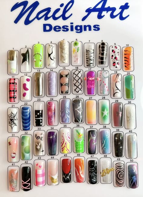 2000s Press On Nails, 2000s Nail Salon Nails, 90’s Acrylic Nail Designs, Nail 90s Style, 2000 Nail Art Designs, 2000s Nail Art Board, 2002 Nails Design, 1990s Nails The 90s, Acrylic Nail Designs 90s