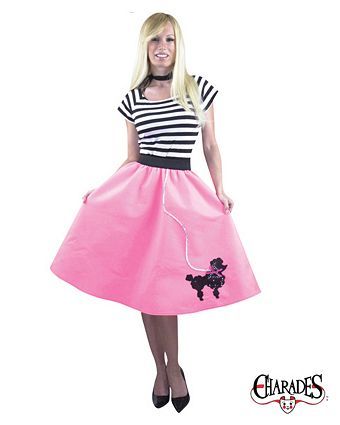 Poodle Skirt Adult Costume | Wholesale 50's Halloween Costume for Women Poodle Skirt Costume, Poodle Skirt Outfit, Rocker Costume, Poodle Dress, 50s Costume, Skirt Inspiration, Plus Size Costumes, Pink Costume, Poodle Skirt