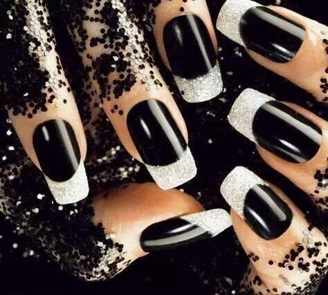 Black Acrylic Nail Designs, Black And White Nails, Black Acrylic Nails, Easy Nails, Manicure Tips, White Nail Art, White Nail Designs, Black Nail Designs, Black Nail