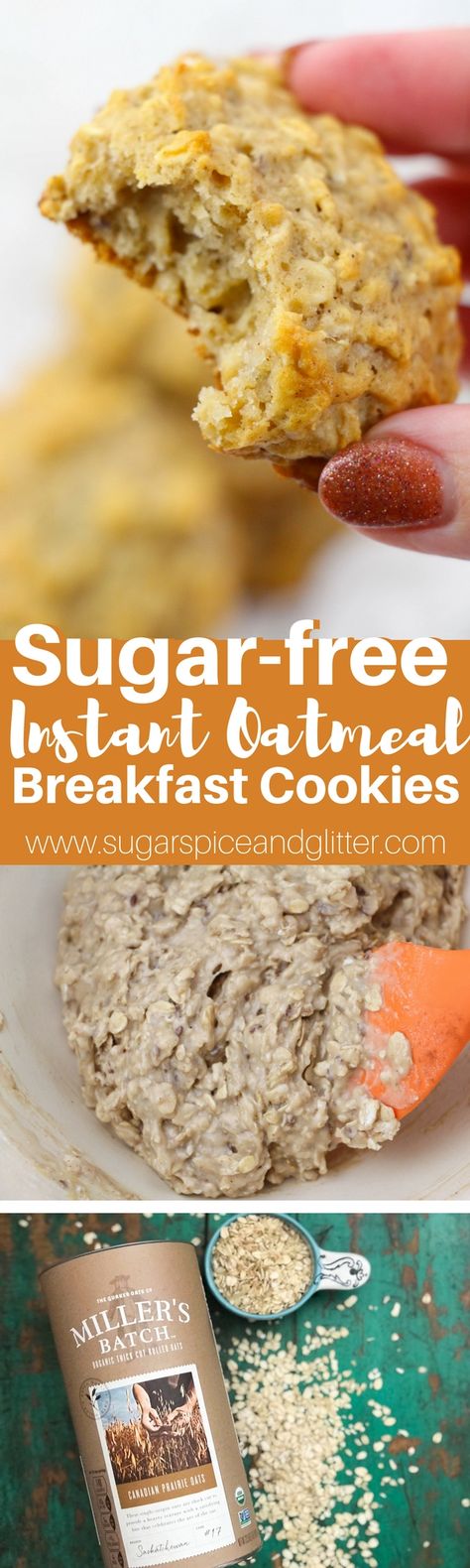 Healthy Oatmeal Cookies from Instant Oatmeal Mix ⋆ Sugar, Spice and Glitter Instant Oatmeal Recipes, Instant Oatmeal Cookies, Sugar Free Oatmeal Cookies, Sugar Free Oatmeal, What Is Healthy Food, Oatmeal Breakfast Cookies, Breakfast Cookie Recipe, Healthy Oatmeal Cookies, Sugar Free Baking