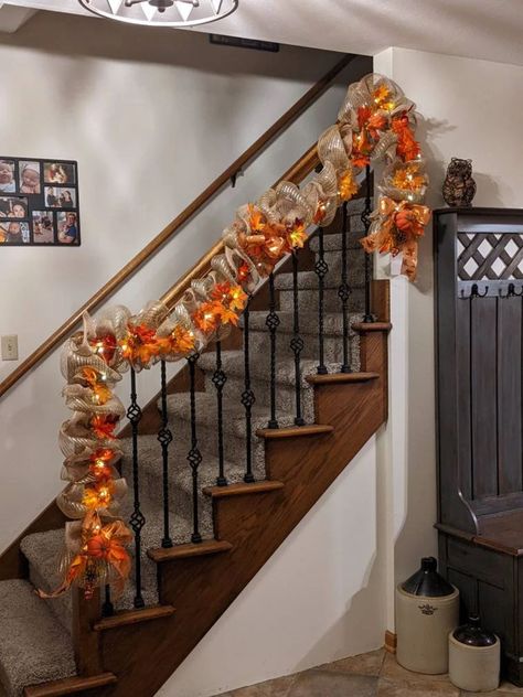 Fall garland with lights, large garland for stairs, mantel fall decor | Etsy (US) Mantel Fall Decor, Harvest Garland, Garland For Stairs, Thanksgiving Runner, Garland With Lights, Large Garland, Mantel Garland, Thanksgiving Garland, Fall Mantle Decor