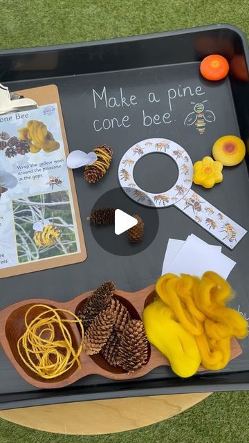 Katie Taylor on Instagram: "World bee day is on the 20th of May 🐝 
My bee activity pack is full of nature crafts like this one, that are nice and easy to set up. There’s also a bee magnifier for you to go on a bee hunt! 
Download from my website or join the membership to gain access to all of my resources 🌿
#worldbeeday #bees #eyfs #earlyyears #earlyyearsideas #earlyyearsoutdoor #earlyyearsoutdoors #earlyyearsoutdoormembership #outdoorlearning #nature rafts #teacher #teaching #teachingideas #teachingresources #earlyyearsteacher #receptionclass #tufftray #tufftrayideas #forestschool #forestschoolideas #fyp" Easy Bee Crafts For Kids, World Bee Day Activities, Bees Crafts For Kids, Bee Tuff Tray, Bees Eyfs, Bee Projects For Kids, Bee Preschool Activities, Bee Day Activities, Forest School Ideas