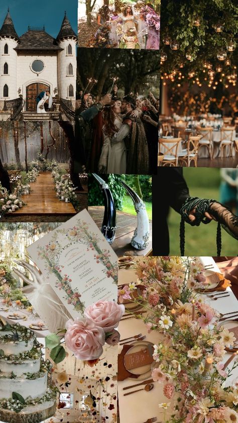 fairy+viking wedding Ren Fest Wedding, Fairy Cottage Wedding, Nordic Themed Wedding, Vintage Fairy Wedding, Medieval Wedding Aesthetic, Braveheart Wedding, Fairy Wedding Ideas, Romani Wedding, Cottagecore Aesthetic Wedding