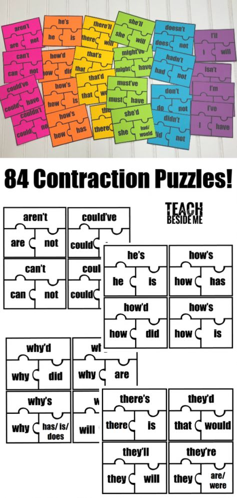 Teaching Contractions, Contraction Games, Simple Flower Art, English Grammar Games, Contractions Activities, Education Printables, Teach Writing, Montessori Language, Grammar Games