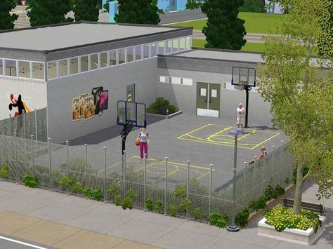 Sims 4 Cc Basketball Hoop, Sims 4 Cc Basketball Court, Sims 4 Basketball Court, Sims 4 Basketball Cc, Black Sims, Around The Sims 4, Basketball Court Flooring, Sims Freeplay Houses, Sims 3 Mods