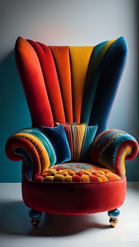 Melting Rainbow, Funky Sofa, Colourful Armchairs, Stylish Sofa Sets, Patchwork Furniture, Thinking Chair, Patchwork Sofa, Funky Chairs, Fantasy Furniture