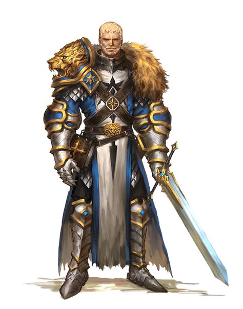 Human Male Paladin Knight - Pathfinder PFRPG DND D&D d20 fantasy Dnd Paladin, Heroic Fantasy, Dungeons And Dragons Characters, Dnd Art, Fantasy Armor, Armor Concept, High Fantasy, Fantasy Warrior, Arte Fantasy