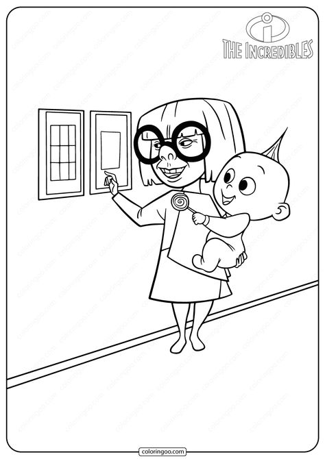 Edna Mode & Jack Jack Coloring Pages  #theincredibles #ednamode #jackjack #disney #coloringpages #coloringbook #cartoon #coloring #painting #drawing #waltdisney Jack Jack Tattoo Incredibles, Edna Mode Drawing, Jack Jack Fanart Incredibles, Jack Coloring Pages, The Incredibles Coloring Pages, Mr Incredible Drawing, Incredible Cartoon, Painting Pages, Coloring Painting