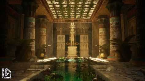 "Trap of Sobek, the crocodile god", Lorenzo Dominesco on ArtStation at https://www.artstation.com/artwork/YyW2K Fictional Character Names, Egyptian Ruins, Ancient Egypt Aesthetic, Egyptian Aesthetic, Ancient Egyptian Architecture, Egypt Concept Art, Egypt Aesthetic, Egyptian Temple, Dark Sun