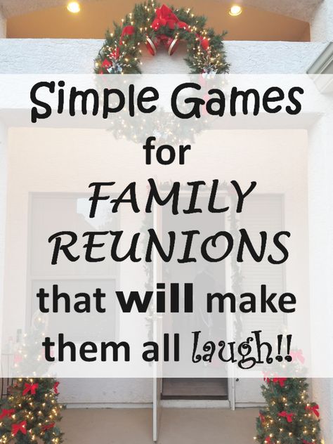 Looking for some simple games for family reunions? Check out these simple games for family reunions that will make them all laugh!!! #family #familyreunion Christmas Family Reunion Ideas, Activities For Family Reunions, Games For Get Togethers, Family Reunion Ideas Decorations, Family Get Together Ideas, Reunion Ideas Family, Thanksgiving Games For Family Fun, Family Game Night Ideas, Reunion Activities