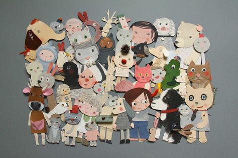 cardboard crew | Sabine Timm | Flickr Cardboard Illustration, Illustrated Characters, Cut Paper Illustration, Paper Puppets, Paper Illustration, Animation Reference, Big Art, Paper Cut Art, Illustration Sketches