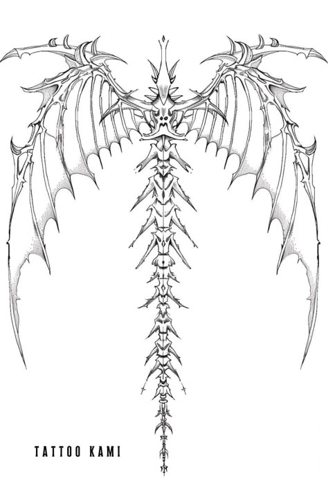 Spine Wings Tattoo, Dragon Wings Back Tattoo, Dragon Wings Tattoo On Back, Spine Dragon Tattoo, Dragon Wings Tattoo, Spine Tats, Sigil Tattoo, Sharpie Tattoos, Wicked Tattoos