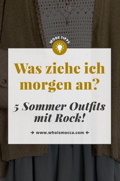 Was ziehe ich morgen an?, 5 Sommer Outfits mit Rock für den Alltag, Mini Rock kombinieren, Midirock stylen, Maxirock Outfit Idee, Sommer Outfits Frauen, Modetrends 2018, Sommermode 2018, Mode Tipps und Styling Trends, Fashion Blogger, Modeblogger, www.whoismocca.com #modetipps #ootd #outfittipps #sommeroutfit #sommertrends #modetrends #modeblogger #casualchic #alltagsoutfit Outfits Rock, Rock Outfit, Rock Outfits, Hot Weather, Sport Fashion, Shirt Style, Winter Fashion, Fashion Design, Fashion Trends