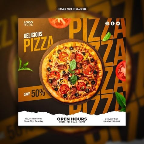 PSD delicious pizza social media promoti... | Premium Psd #Freepik #psd Pizza Social Media Design Ideas, Pizza Social Media Post Design, Pizza Poster Creative, Pizza Banner Design, Pizza Creative Post, Pizza Poster Design Ideas, Pizza Social Media Design, Pizza Flyer Design, Pizza Poster Design