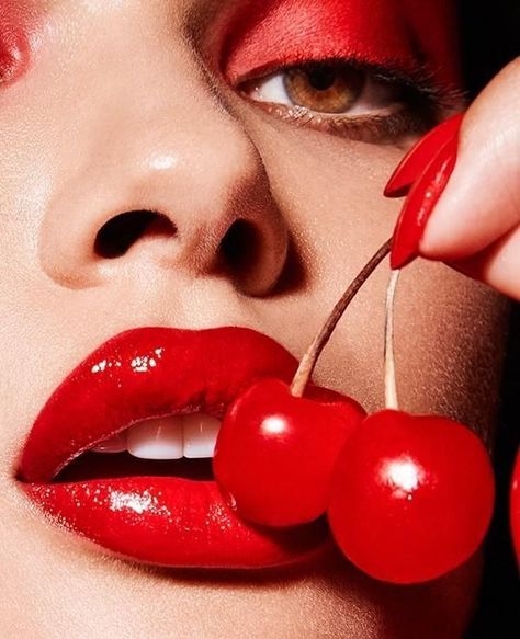 Red Lipstick, Cherry, Lips, Fruit, Tumblr, Makeup, Red, Beauty, Make Up