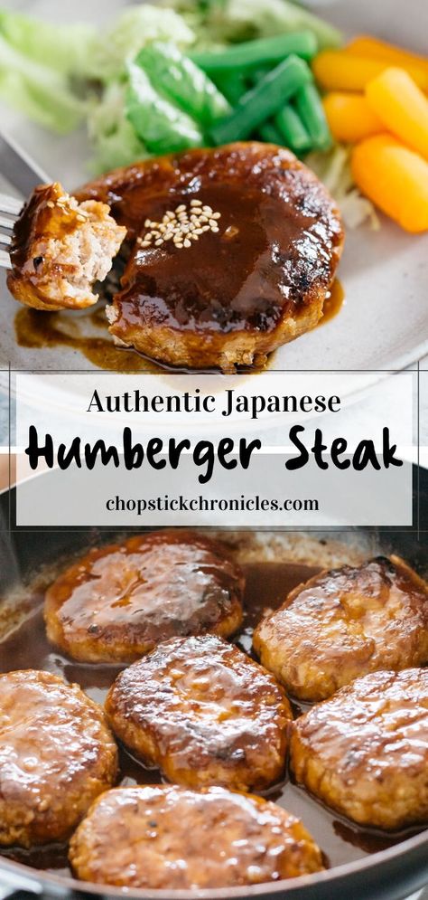 Recipes For Dinner Steak, Steak And Shrimp Recipes, Steak Dinner Ideas Sides, Japanese Hamburger Steak, Japanese Hamburger, Hamburger Steak Recipes, Steak Sauce Recipes, Japanese Side Dish, Grill Steak