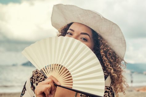 Fan Holding Pose, Holding Fan Pose Reference, Hand Holding Fan Reference, Maid Photoshoot, Woman Holding Paper, Unique Promotional Items, Fabric Hand Fan, Paper Hand Fans, Holding Paper