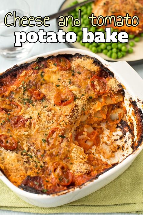 This crispy cheese and tomato potato bake is super easy to make. It’s layered up with mature cheddar cheese, thinly sliced potatoes, and a rich tomato sauce – the perfect vegetarian side dish. It's one of those recipes that’s a winner on all levels. It’s easy to make, it’s kid-friendly and a real crowd-pleaser, it’s cheesy and full of flavour, and it can be served with all sorts of things. If you’re looking for a side dish for pretty much any meal – this cheese and tomato potato bake… Layered Potato Bake, Tomato Potato, Cheese And Tomato, Cheesy Mashed Potatoes, Potato Bake, Crispy Cheese, Vegetarian Sides, Vegetarian Side Dishes, Sliced Potatoes