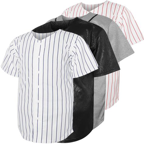 PRICES MAY VARY. 100% polyester, our baseball jerseys are crafted from lightweight material, offer you superior comfort, perfect for spring, summer and fall Baseball button down jersey shirts are perfect for school uniforms, party, hip hop perfermance, baseball team, basketball team, dance team, beach holiday and etc Consider purchasing one size up for a more relaxed fit. Please reference size chart for your best fit. Solid classic full button down closure baseball/softball jersey in superior qu Fall Baseball, Softball Jerseys, Plain Shorts, Striped Jersey, Dance Teams, Baseball Softball, Basketball Teams, Baseball Team, Red Stripe