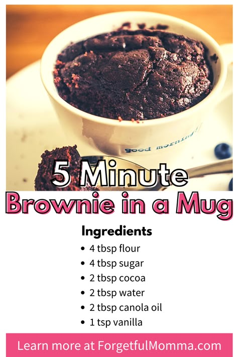 Mug Dessert Recipes, Dessert For One, Mug Brownie Recipes, Microwave Mug Recipes, Mug Recipe, Dessert In A Mug, Microwave Dessert, Easy Recipies, Brownie In A Mug