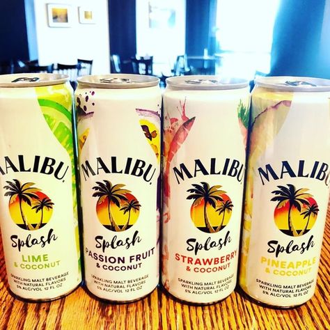 Malibu Splash Canned Coconut Cocktails Coconut Cocktails, Malibu Cocktails, Fruit Splash, Summer Drinks Alcohol, Coconut Drinks, Strawberry Lime, Food Stamps, Alcoholic Beverages, Flavored Drinks