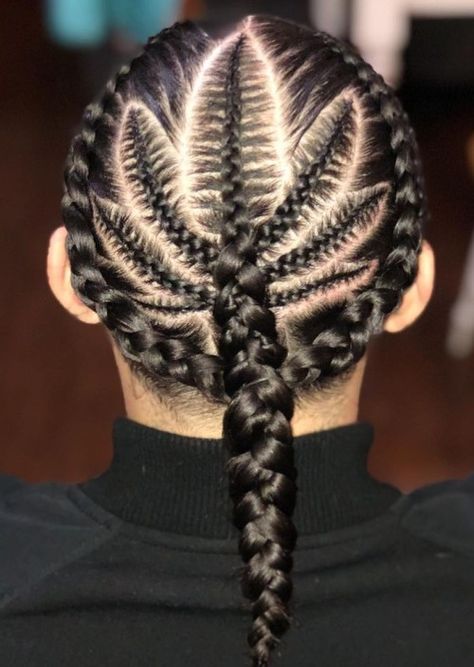 Medium Length Braids For Men, Two Braids Hairstyle Men, Medium Length Braids, Men's Bun, Two Cornrow Braids, Hairstylist Inspiration, Braids Designs, Undercut Braid, Mohawk Braids